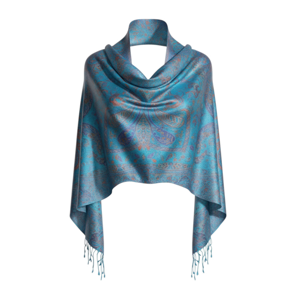 Metallic Finish Blue Sillk Stole